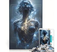 Puzzle pour Adultes 1000 pièces Être céleste Bleu et Or, Jeu de Manipulation, Analyse et logique, Cadeau pour Les Amis et la Famille 50x75cm