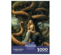 Puzzle pour Adultes 1000 Pièces Eve and Serpent in Eden Garden Allegory Puzzles pour Adultes, Jouet, Décoration Murale, Cadeaux pour Femmes, Cadeaux Uniques pour Anniversaire Et Noël 38x26cm/1000pcs