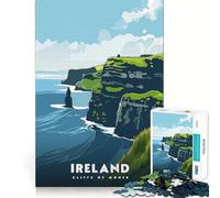 Puzzle pour Adultes 1000 pièces Falaises de Moher Irlande Assemblage Lisse Jeu Amusant et ludique pour résoudre des problèmes,idéal pour Un Anniversaire ou Une activité Artistique (50x75cm)