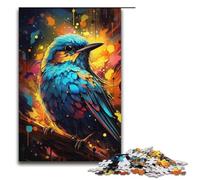 Puzzle pour Adultes 1000 pièces Famille de moineaux psychédéliques colorés Puzzles en Bois Jeu éducatif Jouet de défi 1000 pièces (38 x 26 cm)