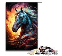 Puzzle pour Adultes 1000 pièces Fantasy Beautiful Dark Horse Puzzle en Bois Jeu éducatif Défi Jouet 1000 PCS (75x50cm)