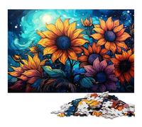 Puzzle pour Adultes 1000 pièces Fantasy Colorful Starry Sky Tournesols Puzzle pour Adultes Papier Jeux de Famille Cadeaux d'anniversaire de Noël 1000 PCS (38x26cm)