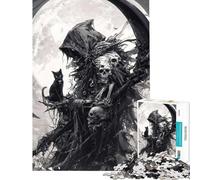 Puzzle pour Adultes 1000 pièces Faucheur d'âmes et Chat Noir Puzzle de 1000 pièces décoration intérieure Jouet Anti-Stress Divertissement Familial et soirée Jeux (38x52cm)