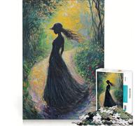 Puzzle pour Adultes 1000 pièces Femme sur Un Chemin forestier Jeu de réflexion Difficile idéal comme Cadeau pour Toute la Famille 38x52cm