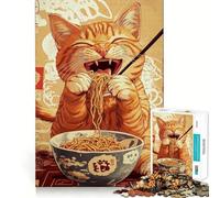 Puzzle pour Adultes 1000 pièces Festin de Nouilles pour Chat Jeu d'art logique et d'assemblage Parfait,Jouet Amusant pour se Reposer,Jeu,Cadeau d'anniversaire ou Loisir (38x52cm)