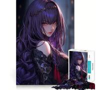 Puzzle pour Adultes 1000 pièces Fille Anime aux Cheveux Violets et Couronne Jeu d'articulation Pointue,Jeu de réflexion Amusant,Moment de détente,décoration de Noël (38x52cm)