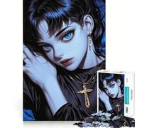 Puzzle pour Adultes 1000 pièces Fille Anime aux Yeux Bleus Coupe ajustée Amusant,activité cérébrale Intelligente,Temps de détente,Cadeau d'anniversaire (50x75cm)