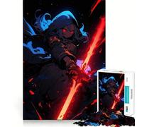Puzzle pour Adultes 1000 pièces Fille Anime avec épée Rouge Découpe Parfaite Jeu Amusant et Stimulant pour l'esprit Cadeau d'anniversaire idéal pour se détendre (38x26cm)