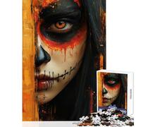 Puzzle pour Adultes 1000 pièces Fille cachée du Jour des Morts Jeu Pratique Anti-Stress Jouet de décoration pour la Maison Activités Amusantes à la Maison (38x26cm)