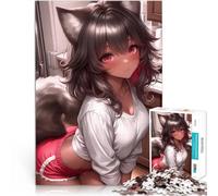 Puzzle pour Adultes 1000 pièces Fille d'anime avec des Oreilles de Chat Casse-tête pour Renforcer l'amour Entre Les Couples 38x26cm