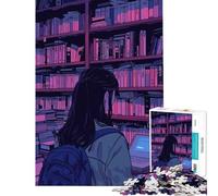 Puzzle pour Adultes 1000 pièces Fille dans Une librairie Aide à exercer Le Cerveau Décoration Parfaite Jeux Amusants pour Les 14 Ans et Plus (38x52cm)