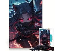 Puzzle pour Adultes 1000 pièces Fille Ninja à Oreilles de Chat,découpe Premium,Jeu Intelligent,Jouet de réflexion,Divertissement,Cadeau Artistique de Noël (50x75cm)