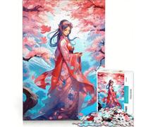Puzzle pour Adultes 1000 pièces Filles en Fleurs joyeuses, Jeux relaxants, difficulté Difficile, avec Poster et fiche de Questions Assortis 50x75cm