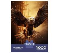 Puzzle pour Adultes 1000 Pièces Fire Flames Bald Eagle USA Puzzle Casse-tête Difficile, Cadeau pour Les Amis Et La Famille 70x50cm/1000pcs