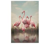 Puzzle pour Adultes 1000 Pièces Flamant Rose Puzzles en Bois Créatifs-Jeu Pratique -Décoration Familiale (78×53cm)