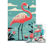 Puzzle pour Adultes 1000 pièces Flamant Rose stylisé dans Un décor Tropical Jeu Impossible pour Un défi éducatif Jouet Cadeau d'anniversaire Améliore la mémoire (Dimensions 38x26cm)