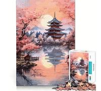 Puzzle pour Adultes 1000 pièces Fleurs de Cerisier Art Japonais Premium Découpe Jeu Créatif Jouet Loisirs Créatifs Décoration de Noël (38x52cm)