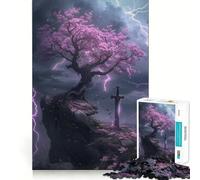 Puzzle pour Adultes 1000 pièces Fleurs de Cerisier et Tonnerre Pièces découpées nettes Jeu de réflexion Temps Libre Décoration de Noël (50x75cm)