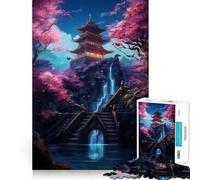Puzzle pour Adultes 1000 pièces Fleurs de Cerisier Japon Art de Bord précis Jeu de Construction Jeu de détente Décoration Murale de Noël (50x75cm)