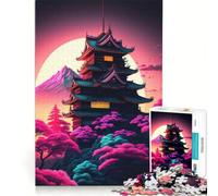 Puzzle pour Adultes 1000 pièces Fleurs de Cerisier Japon Magie, Jeux relaxants, difficulté Difficile, avec Poster et fiche de Questions Assortis 38x52cm