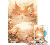 Puzzle pour Adultes 1000 pièces Fleurs tranquilles Chat Activités Amusantes à la Maison Vacances à la Maison Tuer Le Temps Jeux Amusants pour Les 14 Ans et Plus (38x52cm)