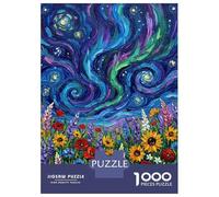 Puzzle Pour Adultes 1000 Pièces Floral Field Under Swirling Night Sky Puzzle Pour Adolescents Difficile, Liste De Souhaits Avec Le Père Noël, Jeu Amusant Et Stimulant Pour Toute La Famille 38x26cm/100