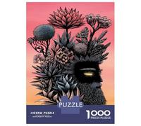 Puzzle pour Adultes 1000 Pièces Floral Head Profile Illustration Puzzle pour Adultes Jeux De Détente Analyse Et Logique Cadeaux d'anniversaire Et Cadeaux Uniques 52x38cm/1000pcs