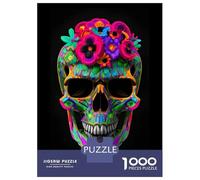 Puzzle pour Adultes 1000 Pièces Floral Skull Fusion Puzzles Adultes Course De Vitesse Manuelle Interaction Parent-Enfant Offre Cadeau pour Toute La Famille 38x26cm/1000pcs