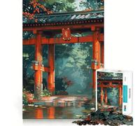 Puzzle pour Adultes 1000 pièces Forêt d'automne Porte Torri Bords impeccables Jeu Amusant pour stimuler Le Cerveau Moment de détente Scène de Noël (38x52cm)