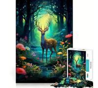 Puzzle pour Adultes 1000 pièces Forêt de Cerfs Pixel Art Bordure Fine Jeu de résolution de problèmes Détente Jeu d'anniversaire Art créatif (50x75cm)