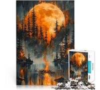 Puzzle pour Adultes 1000 pièces Forêt de la Lune Ardente Jouets éducatifs d'apprentissage pour la décoration intérieure 52x38cm
