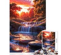 Puzzle pour Adultes 1000 pièces Forêt enchantée Cascade au Coucher du Soleil Jeu Manuel Difficile Difficile Décoration intérieure Jouet Collection d'artistes Beaux-Arts (50x75cm)