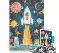 Puzzle pour Adultes 1000 pièces Fusée Spatiale à Dessiner Jeu Manuel Analyse et logique Cadeau pour Les Amis et la Famille 38x26cm