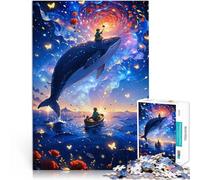 Puzzle pour Adultes 1000 pièces Garçon Baleine dans Un Ciel de rêve Jeu intellectuel Renforcer l'amour Entre Les Couples 52x38cm