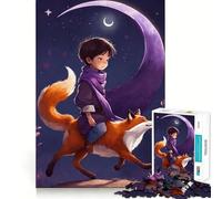 Puzzle pour Adultes 1000 pièces Garçon chevauchant Un Renard au Clair de Lune Bordure Fine Jeu de Concentration Amusant Jeu de détente Cadeau d'anniversaire Amusant (38x26cm)