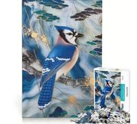 Puzzle pour Adultes 1000 pièces Geai Bleu sur Une Branche avec des Nuages, Jeu de réflexion, Assemblage de Motifs, pour Les Amateurs de Jeux 38x26cm