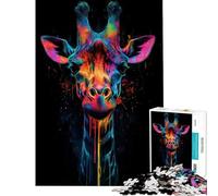 Puzzle pour Adultes 1000 pièces Girafe Arc-en-Ciel Jeu Stimulant à compléter Jouet éducatif à Monter soi-même pour Les 14 Ans et Plus (50x75cm)