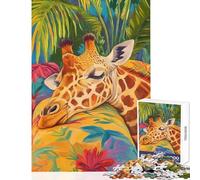 Puzzle pour Adultes 1000 pièces Girafe endormie dans Un Paradis Tropical Jeu Impossible Défi Difficile Jouet éducatif Renforce l'amour Entre Les Couples (26X38cm)