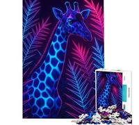 Puzzle pour Adultes 1000 pièces Girafe néon dans Un décor Tropical Difficile et Stimulant Jeu de Course de Vitesse Manuelle Décoration Murale pour Les 14 Ans et Plus (50x75cm)