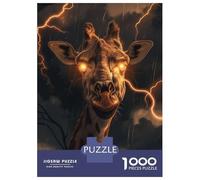 Puzzle pour Adultes 1000 Pièces Giraffe Lighting Fantasy Puzzle Jeux Relaxants Découpe De Précision Interaction Parent-Enfant 52x38cm/1000pcs
