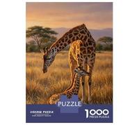 Puzzle Pour Adultes 1000 Pièces Giraffe Mother And Calf in Savannah Puzzle Pour Adolescents Difficile, Liste De Souhaits Avec Le Père Noël, Jeu Amusant Et Stimulant Pour Toute La Famille 52x38cm/1000p