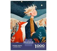 Puzzle pour Adultes 1000 Pièces Girl and Fox Under Starry Sky Puzzle Casse-tête Difficile, Cadeau pour Les Amis Et La Famille 52x38cm/1000pcs
