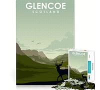 Puzzle pour Adultes 1000 pièces Glencoe Écosse Poster Joints Lisses Amusant Résolution de problèmes Jeu décontracté Idéal pour Un Anniversaire ou Une activité Artistique (38x26cm)