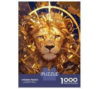 Puzzle pour Adultes 1000 Pièces Golden Lion Abstract Portrait Puzzle pour Adolescents Difficile, Liste De Souhaits avec Le Père Noël, Jeu Amusant Et Stimulant pour Toute La Famille 70x50cm/1000pcs