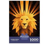 Puzzle pour Adultes 1000 Pièces Golden Lion Vector Portrait with Radiant Rays Puzzle Adulte Jeu Familial Améliore La Mémoire Interaction Parent-Enfant 52x38cm/1000pcs