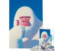 Puzzle pour Adultes 1000 pièces Gorille Blanc Pouce levé Jeu éducatif Jouet et Jeu intellectuel pour Les Amateurs de Jeux Difficiles et stimulants (Dimensions 50x75cm)