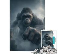 Puzzle pour Adultes 1000 pièces Gorille géant dans des ruines brumeuses Jeu Familial Stimulant Jouet pour Les Amateurs de Jeux Difficiles (Dimensions 38x26cm)