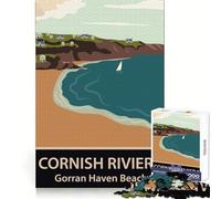 Puzzle pour Adultes 1000 pièces Gorran Haven Beach Fine Cut Art Exercice Mental Jeu Amusant et Calme Décoration d'art de Noël (38x52cm)
