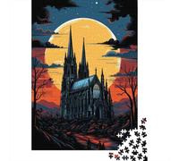 Puzzle pour Adultes 1000 Pièces Gothic Cathedral Sunset Puzzles pour Adultes Activités Familiales Entraînez Votre Cerveau Et Vos Mains Jeu De Défi Unique 70x50cm/1000pcs