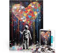 Puzzle pour Adultes 1000 pièces Graffiti de cœur Street Art Compétition de Vitesse Manuelle Cadeaux d'anniversaire 38x26cm